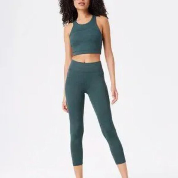 Outdoor Voices Leggings TechSweat Core 3/4 High Rise Evergreen Gym Yoga MEDIUM - Picture 2 of 12